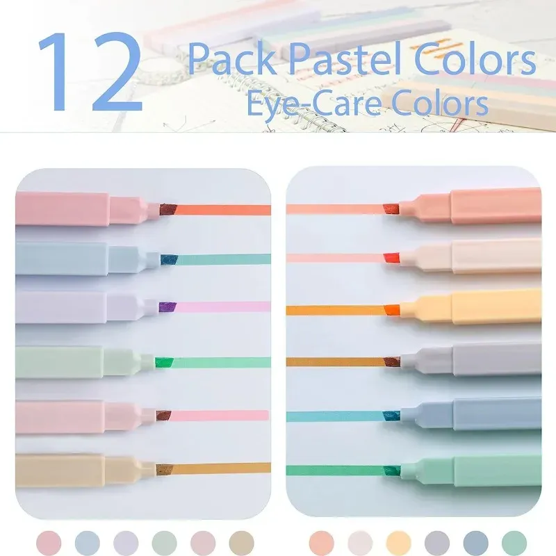 12 Colors Pastel Highlighters Set 1