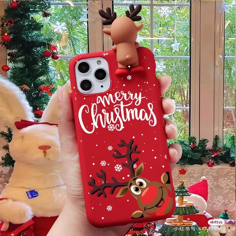 3D Christmas Reindeer Santa iPhone Case 4