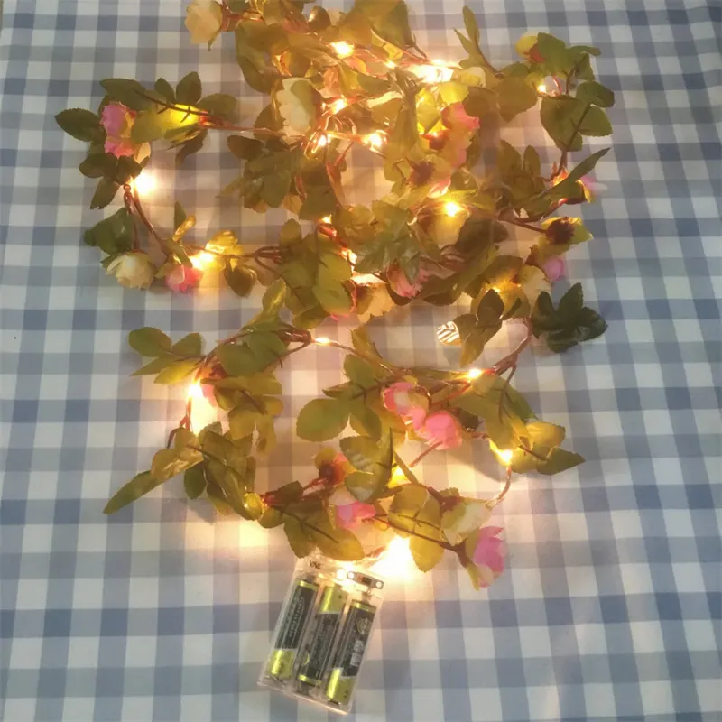 Pink Rose Garland Copper LED Fairy Lights 5