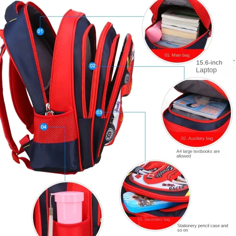 3D Car Kids Backpack Waterproof Lightweight 4