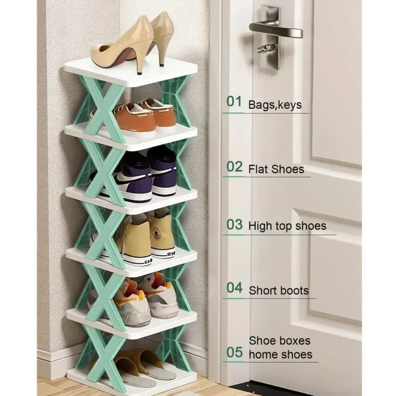Vertical Narrow Wooden Shoe Rack 2