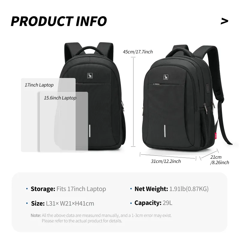 OIWAS Waterproof Laptop Backpack with USB Port 2