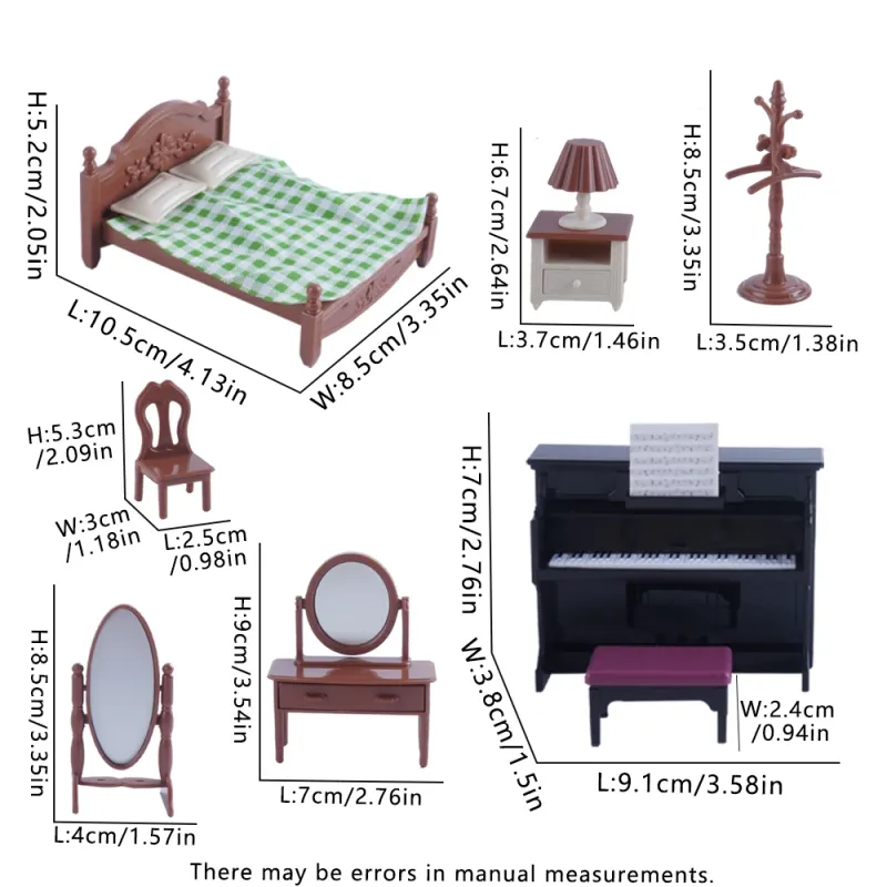 1:12 Dollhouse Furniture Bathroom & Living Room Set 6