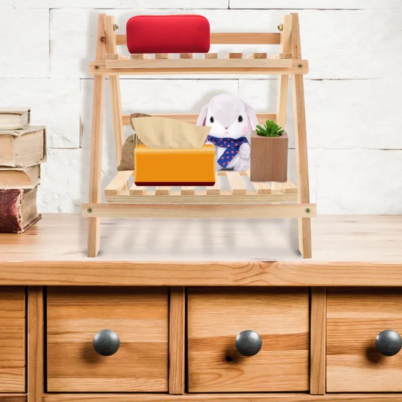 Brown Wood Desktop Storage Rack 6