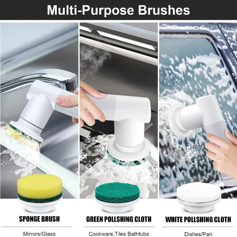 Cordless Electric Spin Scrubber with 6 Heads 3