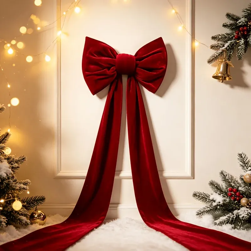 Large Red Velvet Bow Christmas Topper 6