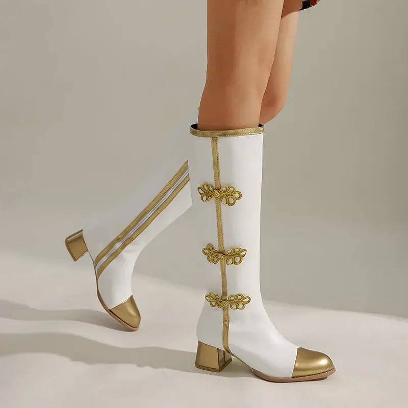 Knee High Cosplay Boots with Chinese Knot 2