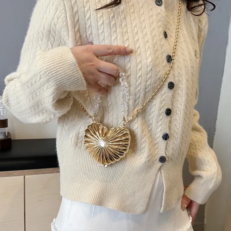 Designer Heart Crossbody Bag - Gold 3