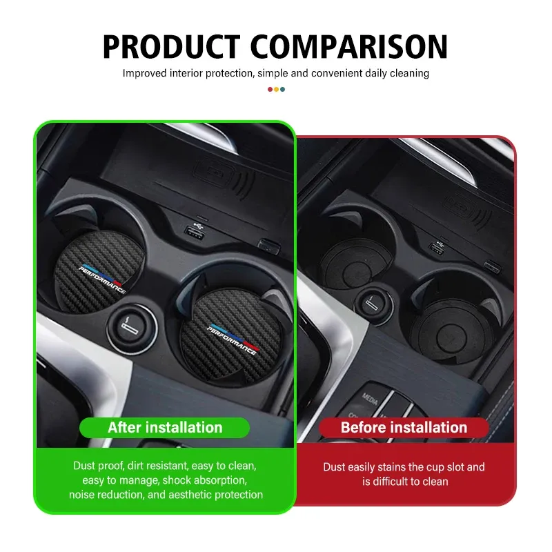 Carbon Fiber BMW Cup Holder Mats (2pcs) 3