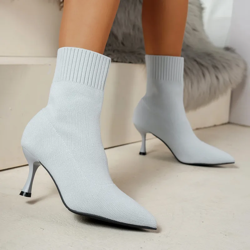 Green Pointed Toe Chelsea Sock Boots 6