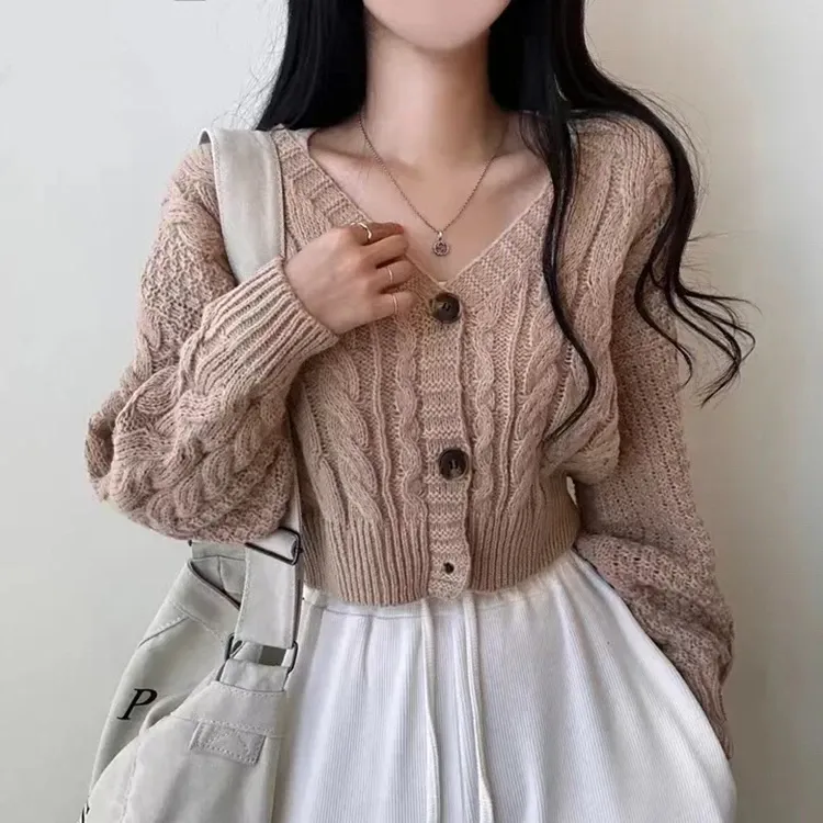 Cable Knit Crop Cardigan Sweater 4