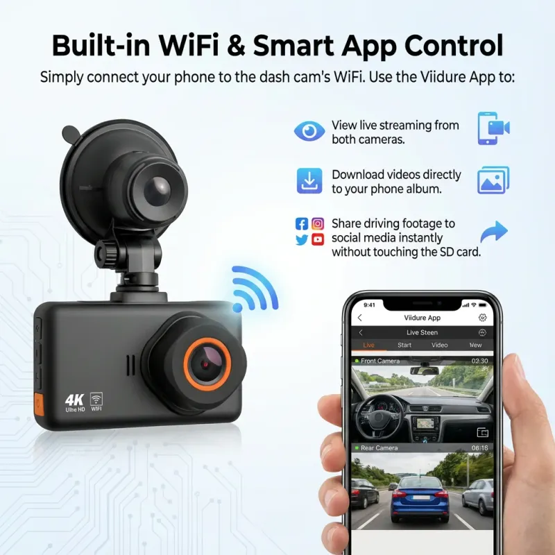 4K+2K Dual Dash Cam GPS WiFi 5