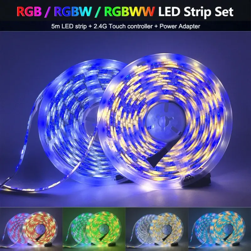Smart WiFi LED Strip Light 5050 RGB RGBW RGBWW 12V 60LEDs/M Alexa Compatible 5m-20m Dimmable Flexible Ribbon Tape with APP Controller 3