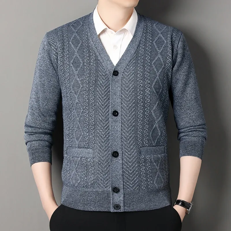 Men's V-Neck Button Knit Cardigan Jacket 6