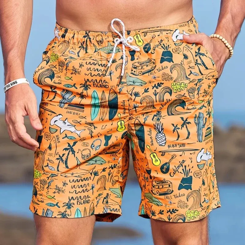 3D Shark Coconut Tree Swim Trunks 2
