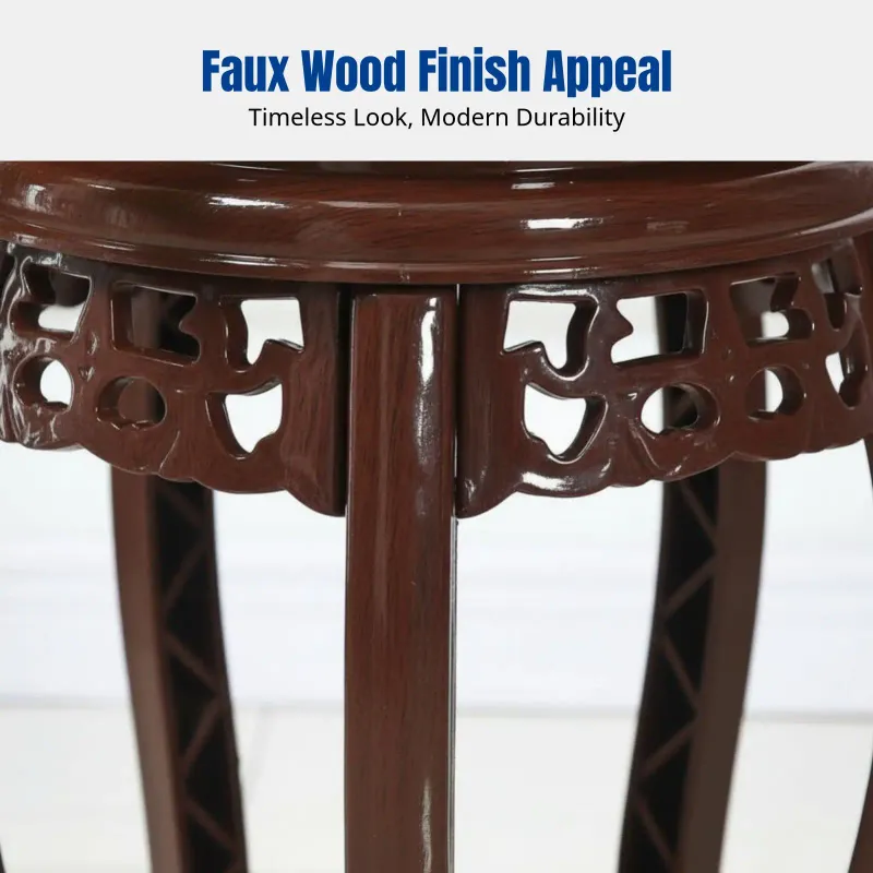Chinese Style Faux Wood Plant Stand 4