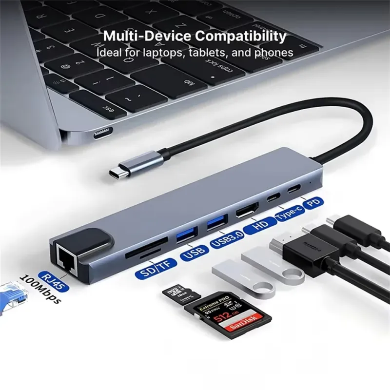 8-in-1 USB C Hub Docking Station 4