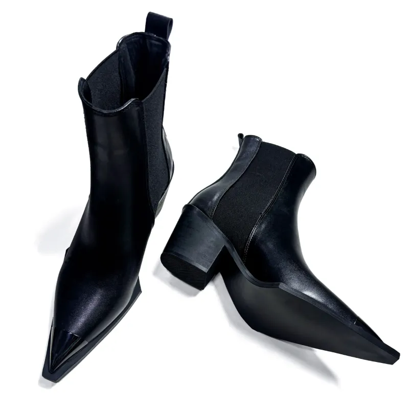 Luxury Designer Pointed Toe Chelsea Ankle Boots 2