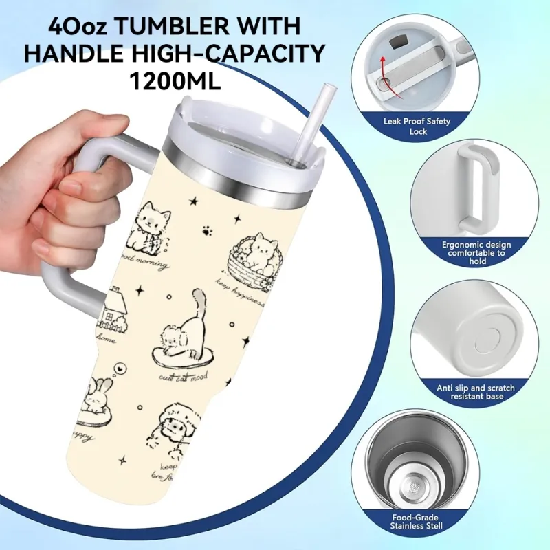 Cat-Themed Insulated Tumbler 40oz 5