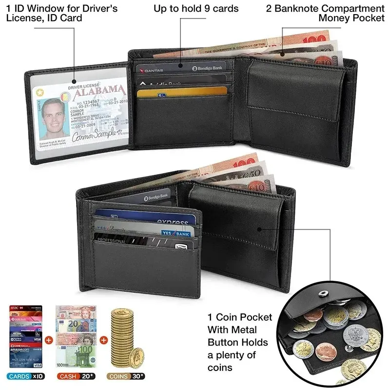 Slim RFID Blocking Leather Wallet for Men 2