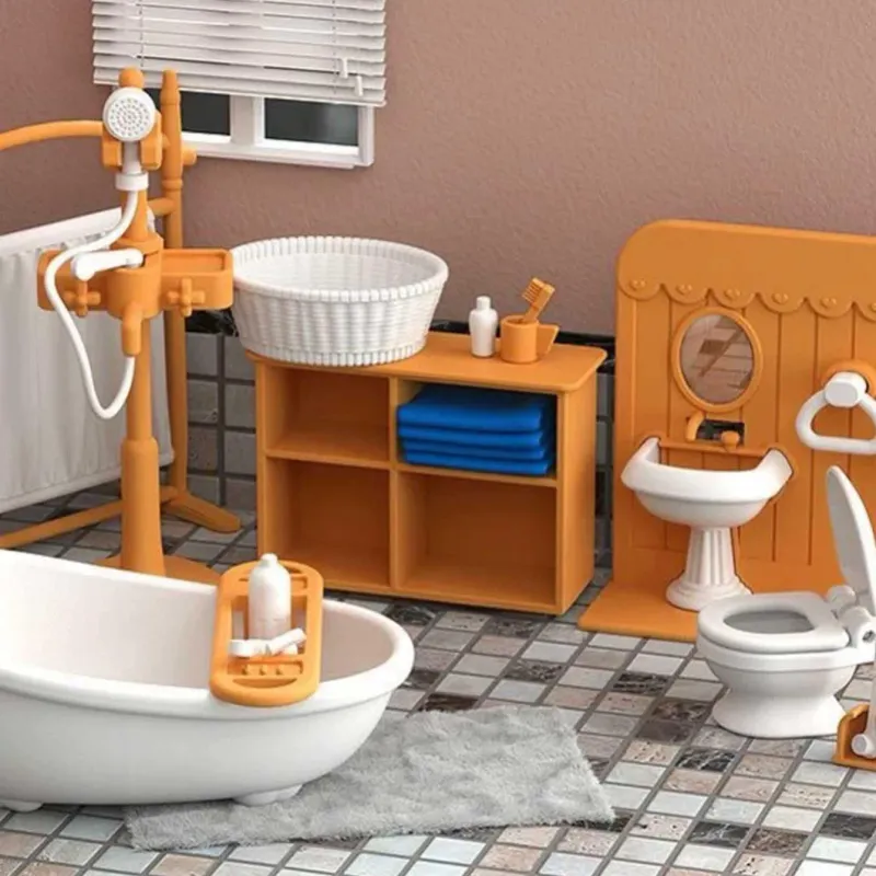 DIY Miniature Dollhouse Bathroom Set 3