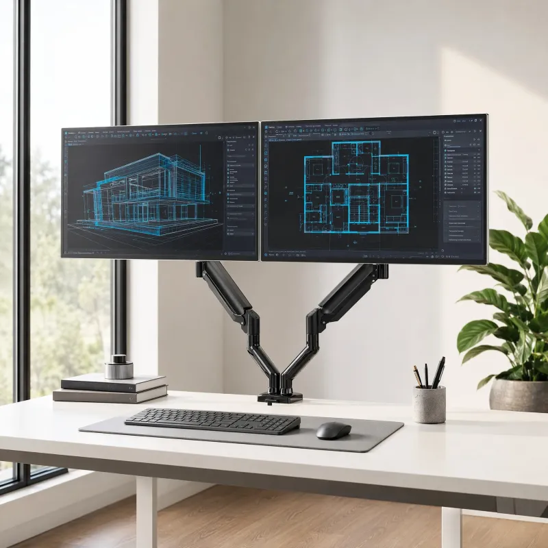 Dual Monitor Stand Up to 33" Adjustable Steel VESA Mount 2