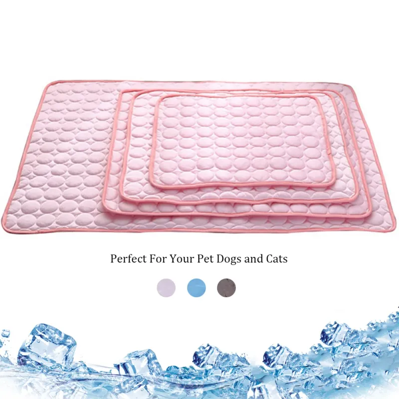 Pet Cooling Mat Ice Silk Summer Bed 2