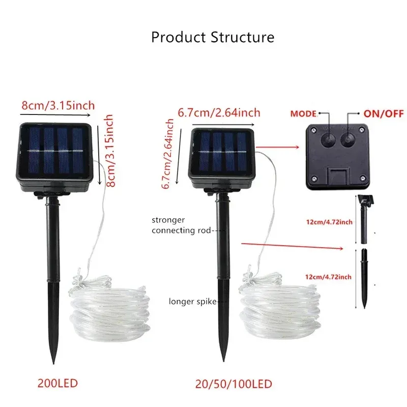 Solar LED Rope Lights - Waterproof 8 Modes 5
