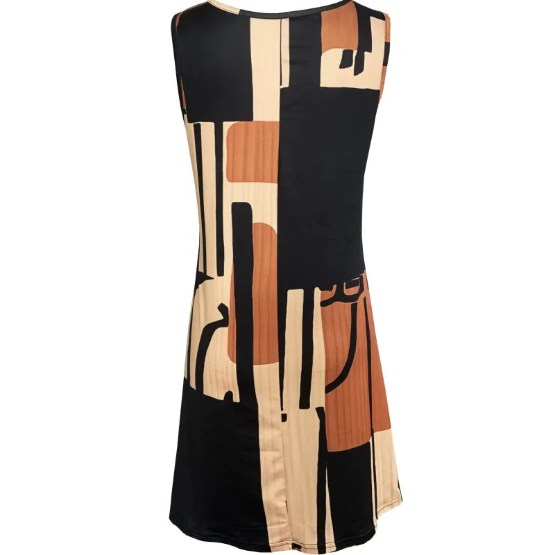 Women's Boho Geometric Sleeveless Midi Dress 4