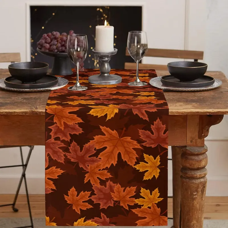 Maple Leaf Linen Table Runner 2