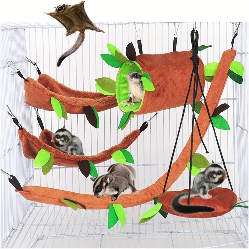 5pcs Plush Cotton Hamster Hammock Set 1