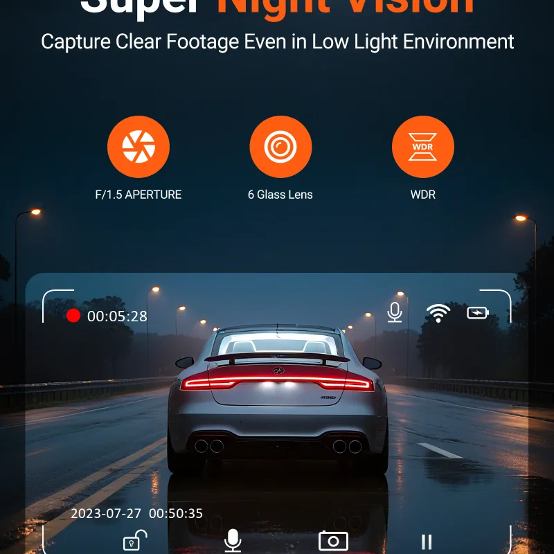 4K WiFi Dual Dash Cam Front+Rear 4