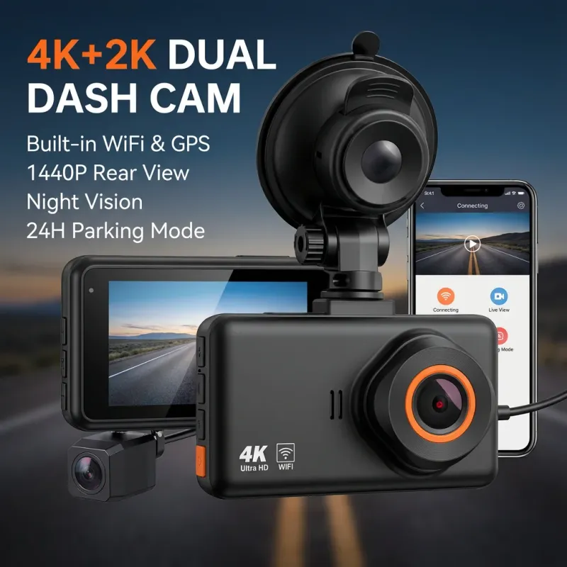 4K+2K Dual Dash Cam GPS WiFi 1