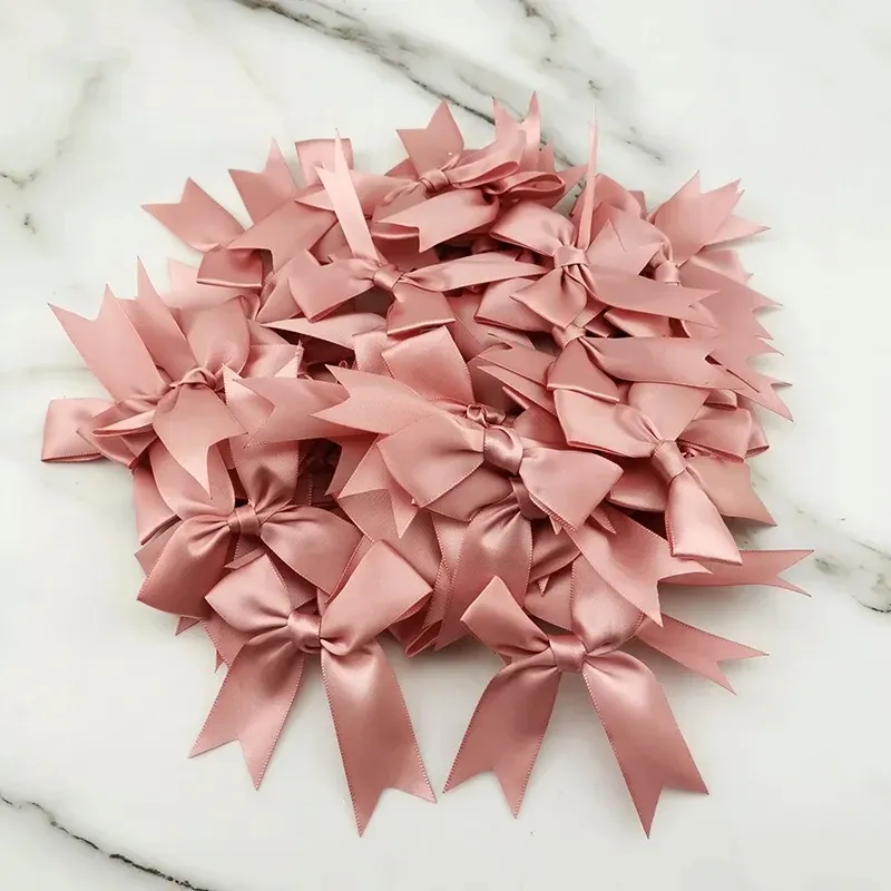 1" Pink Satin Ribbon Bows (50pcs) 1