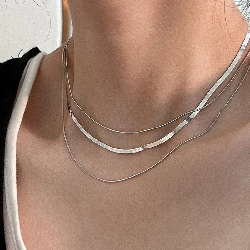 OIMG 3-Layer Gold Snake Chain Necklace 4
