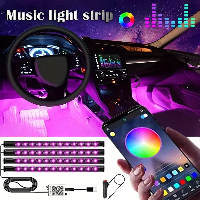48LED Car Music Light Strip with APP Control 1