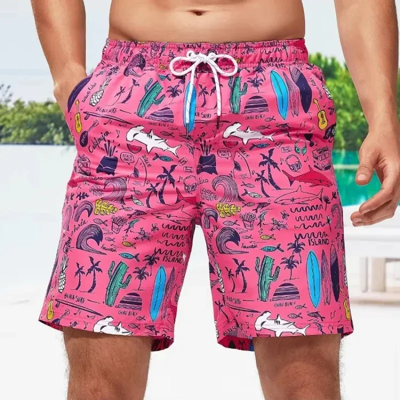 3D Shark Coconut Tree Swim Trunks 3