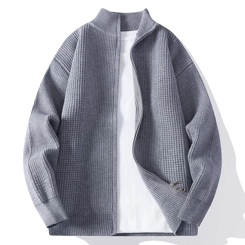 Men's Zip Up Knit Cardigan Sweater Coat 1