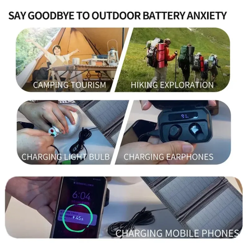 Foldable Weatherproof USB Solar Charger 5