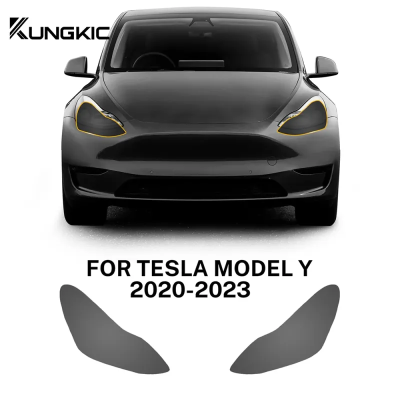 Smoked Tesla Headlight PPF Film 3