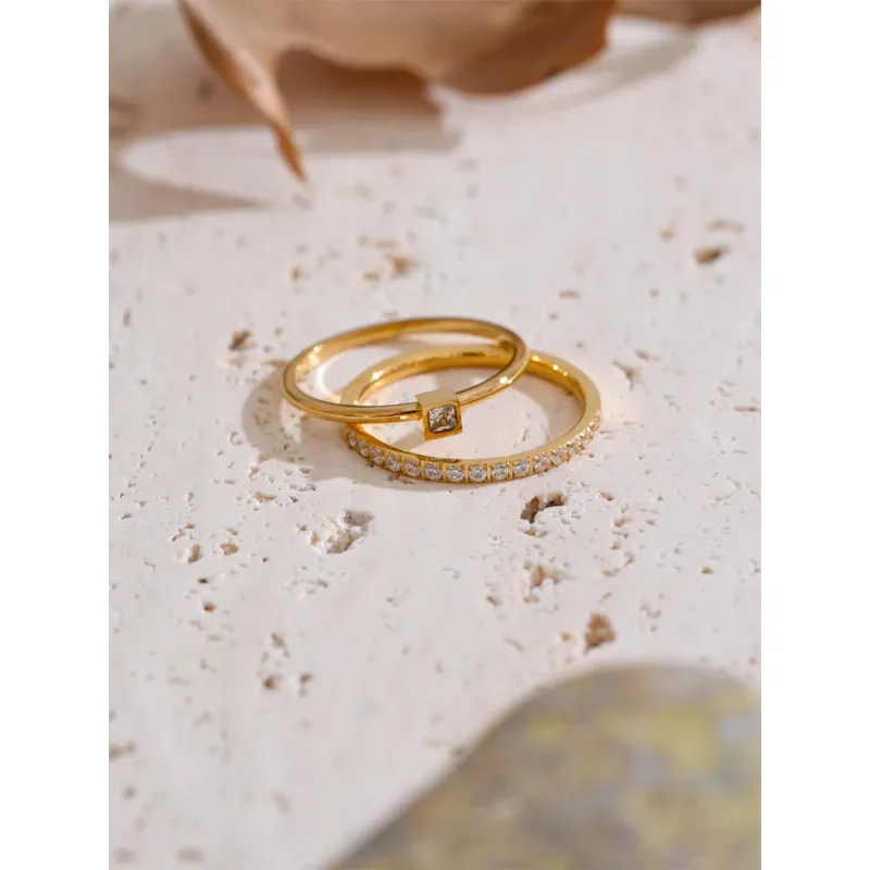 18K Gold Plated CZ Stackable Ring 3