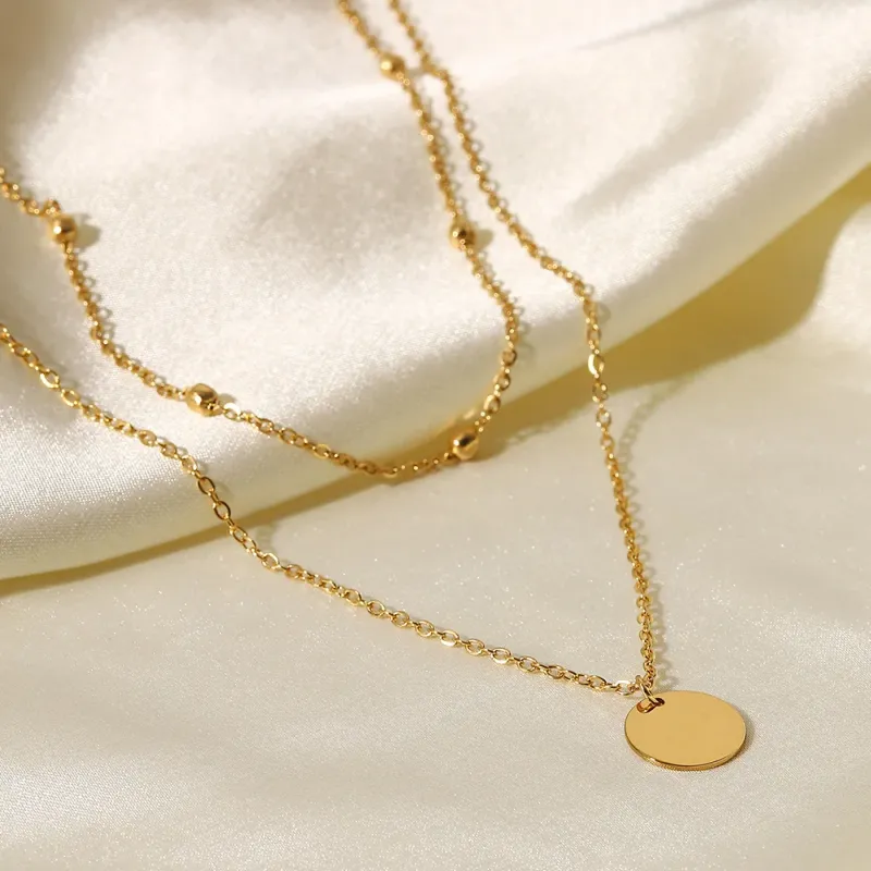 Gold Plated Layered Bead Necklace 6