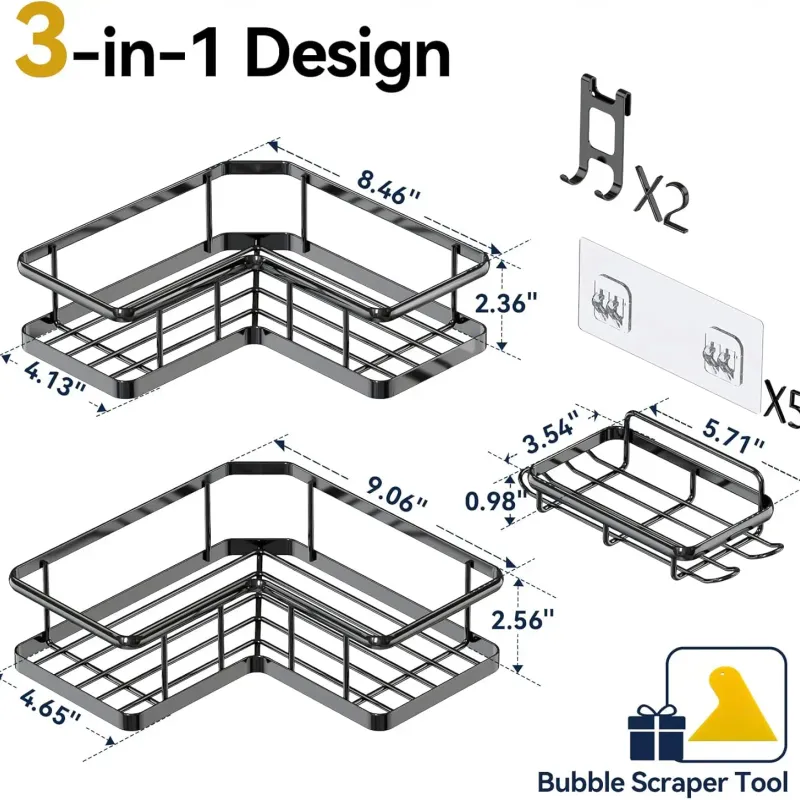 3-Pack Corner Shower Caddy 2