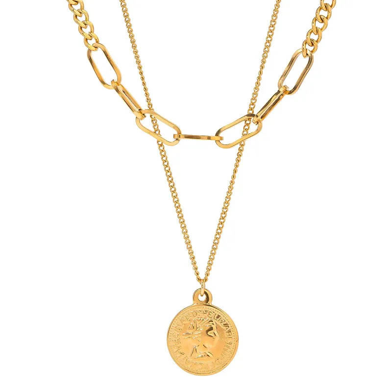 18K Gold Coin Pendant Necklace 1