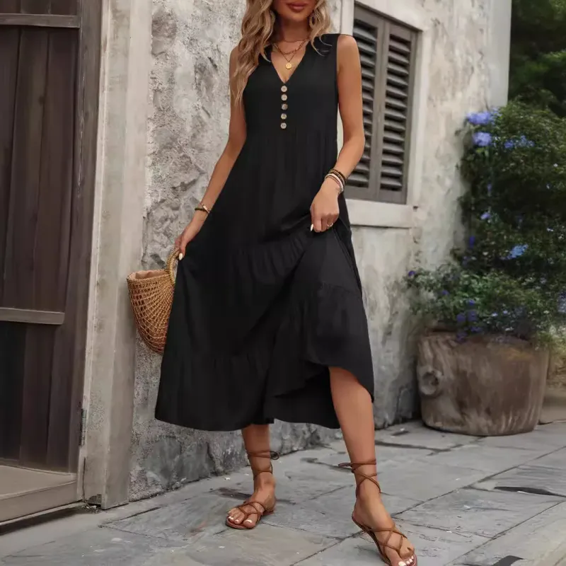 Summer Midi Sundress with Buttons 1