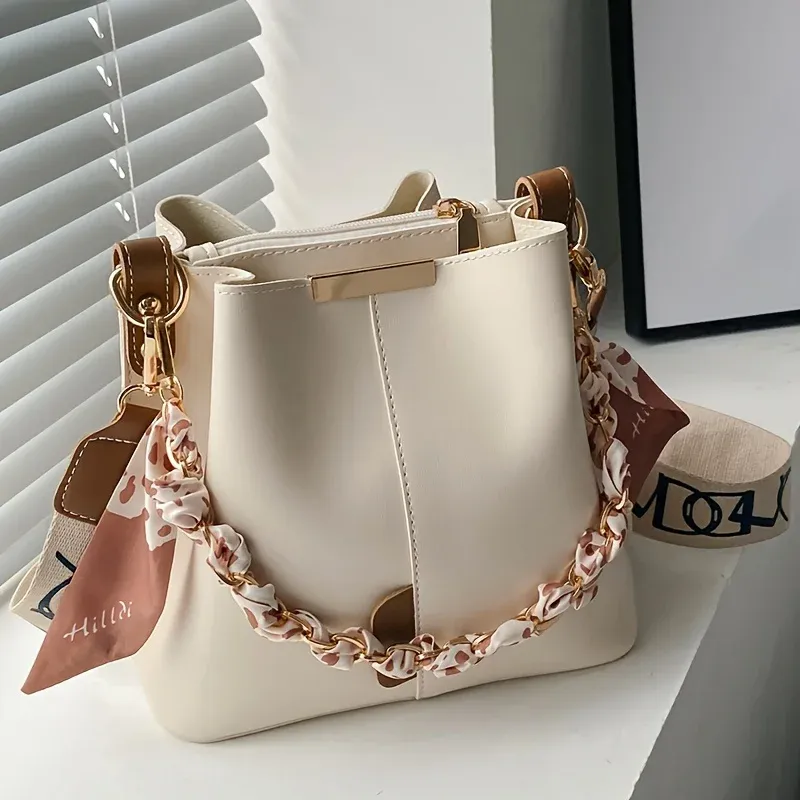 Ribbon Chain Bucket Crossbody Bag 4