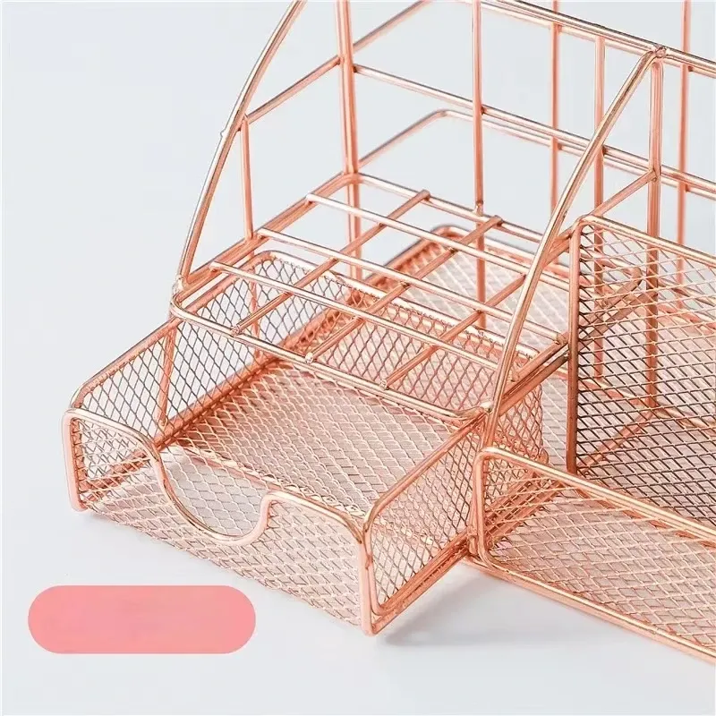 Rose Gold Mesh Desk Organizer 2