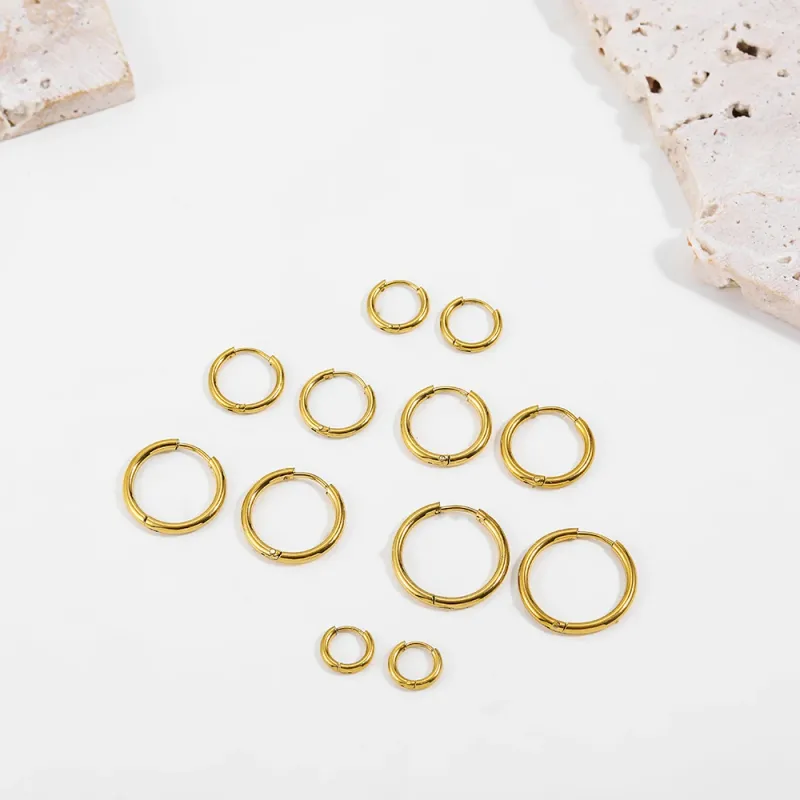 Gold Plated Huggies Earrings Set 4-Pair 6