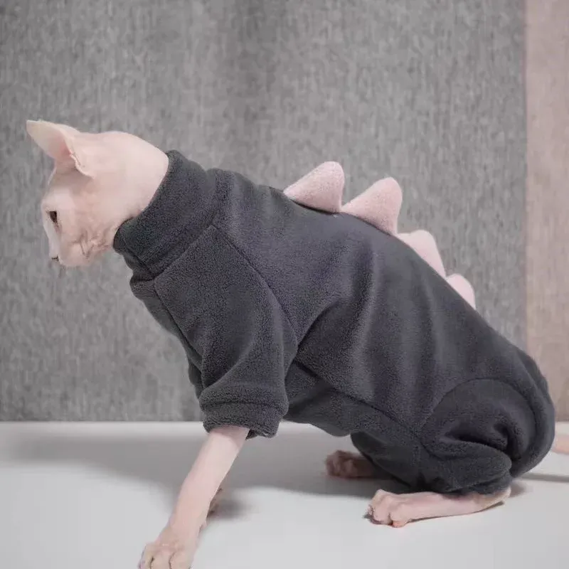 Dinosaur Fleece Cat Sweatshirt Winter Jumpsuit 6