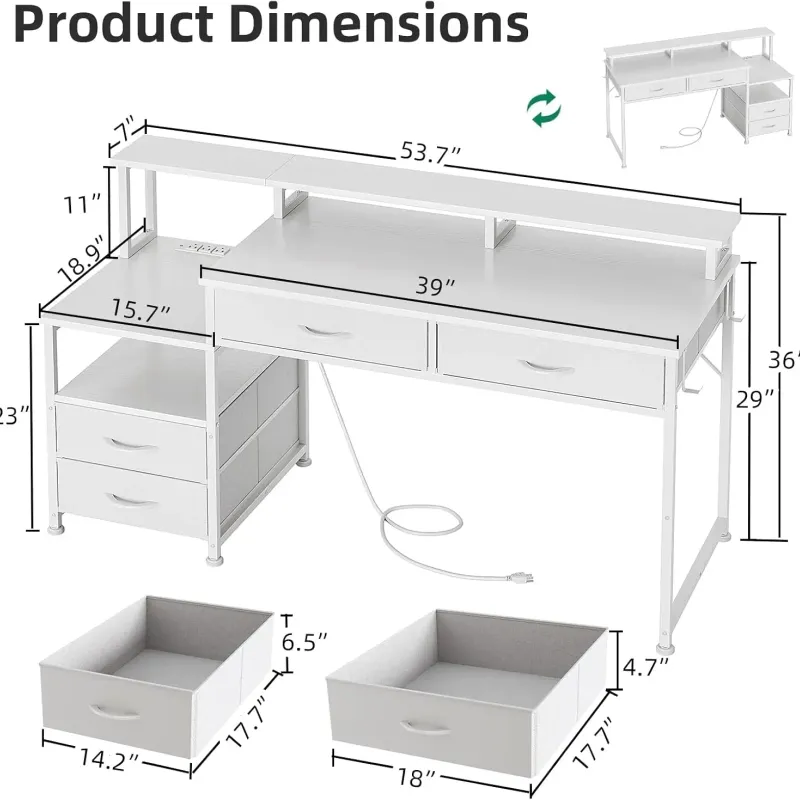 53" LED Gaming Desk with 4 Drawers 3